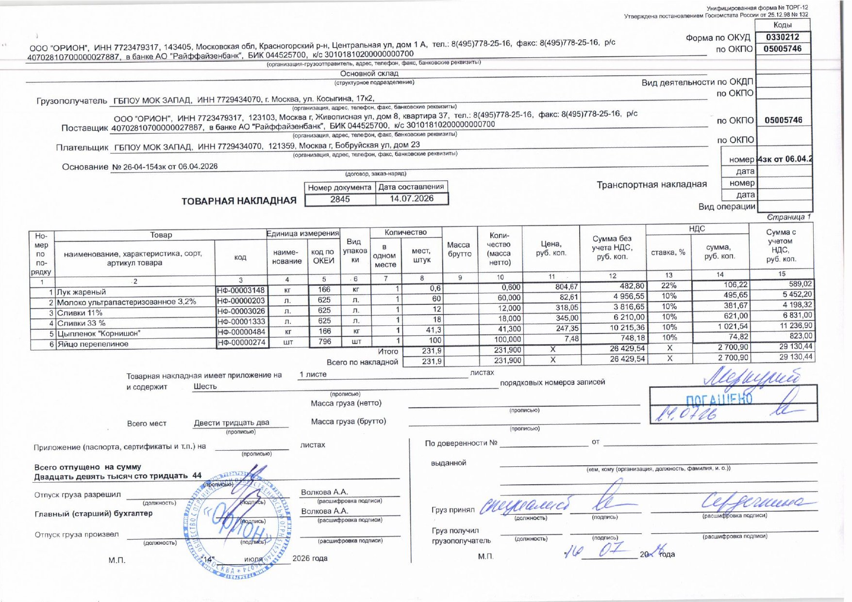 накладная