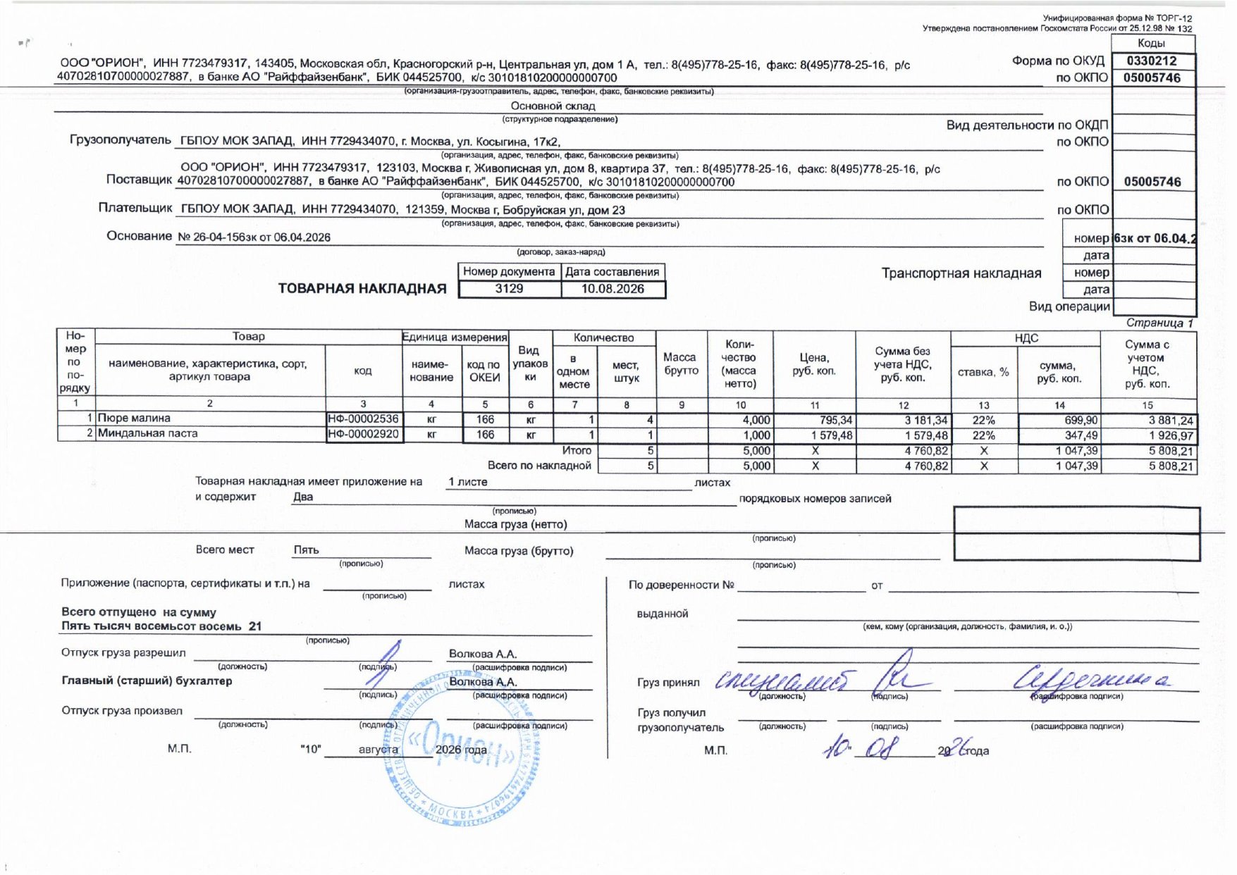 накладная